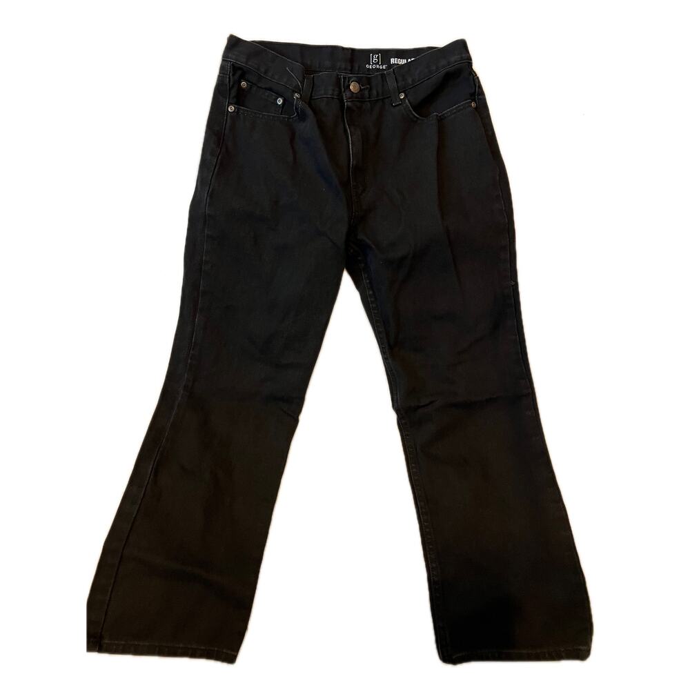 George Regular Straight Black Jeans Mens 34x29